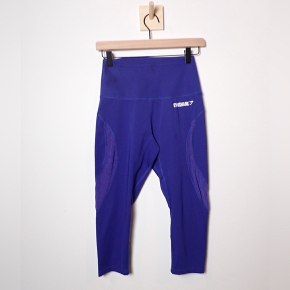 Gymshark Royal Blue Leggings Mesh Detail Cropped - Picture 3 of 14